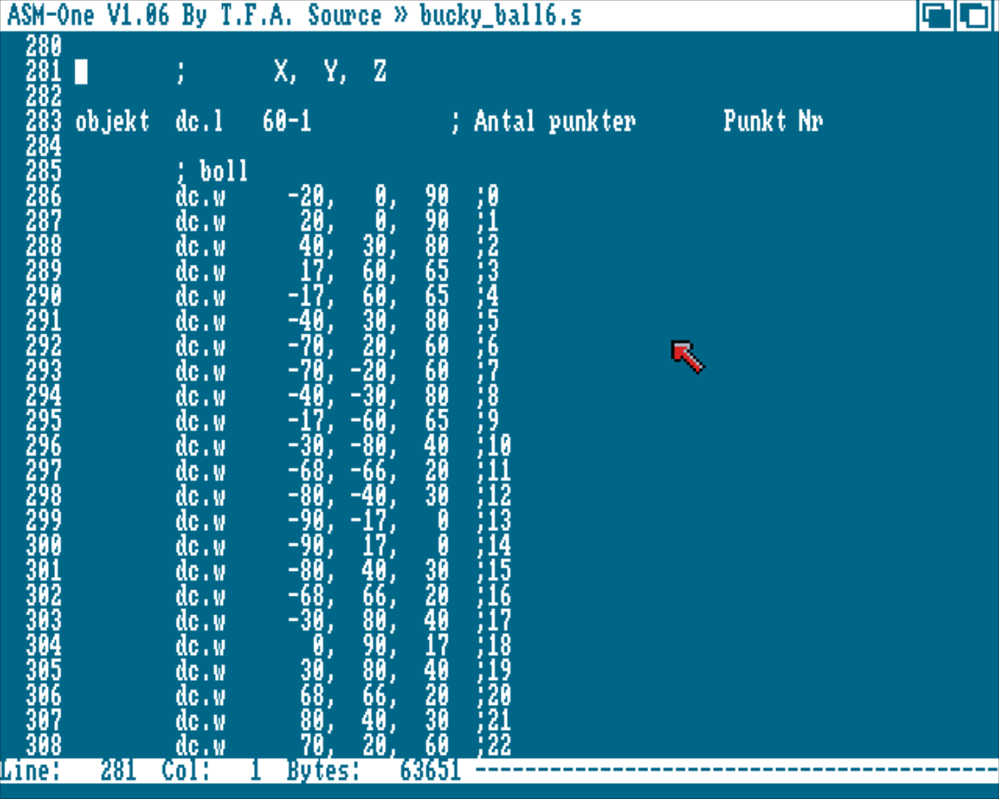 Image of asm src code on Amiga emulator